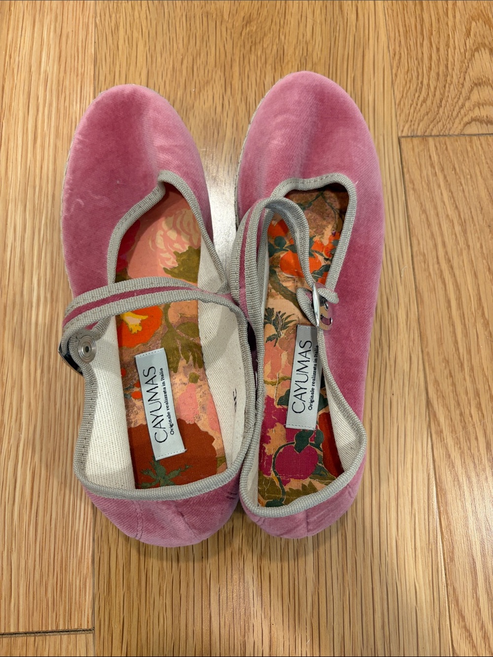 Cayumas Pink Velvet Mary Jane Flats